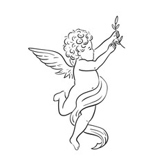 Angel drawn with line. Minimalistic illustration.