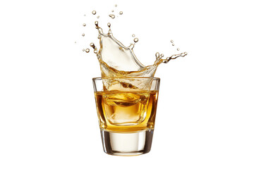 Tequila Shot Glass Splash Isolated on Transparent Background
