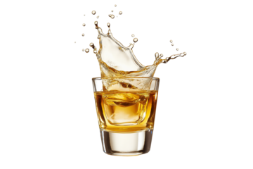 Tequila Shot Glass Splash Isolated on Transparent Background