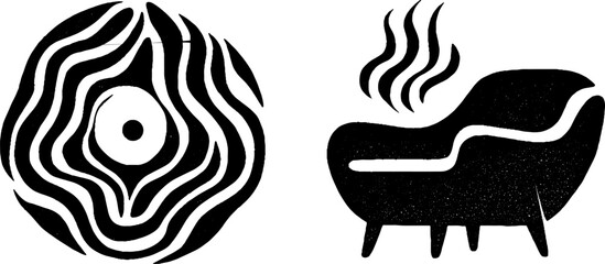 Obraz premium Retro music vibe with vinyl record and armchair design