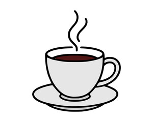 Vector style illustration of a steaming cup of coffee