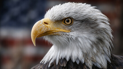 Obraz premium American eagle with flag of USA in background stock image, hd quality, America's Independence Day, 4th of July,