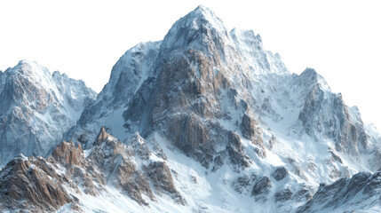 Obraz premium Mountain climbing expedition snowy peaks nature winter landscape aerial adventure spirit cut out png