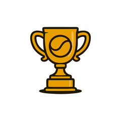 Trophy, digital badge, shiny vector, golden cup, winner symbol for sports celebration template, business recognition layout, contest success graphic, prize achievement design