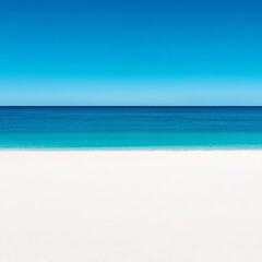 Horizontally Composed Beachscape Azure Ocean Meets White Sand, Tropical Paradise, Summer Vacation beach photography, ocean view