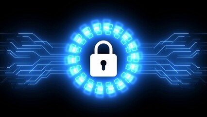 Cyber security and digital computer protection with padlock symbol abstract digital concept. Network, cyber technology and computer background.