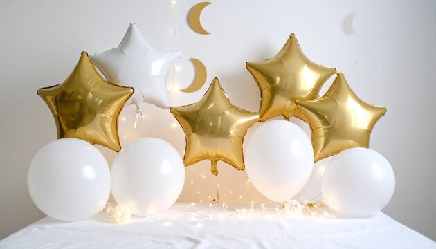 golden star with  white billon   on white background