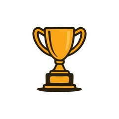Trophy, sports badge, golden award, shiny cup, 3d design for digital vector template, celebration success symbol, competition prize icon, business winner layout