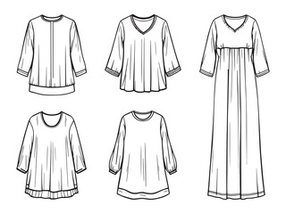 Tunic clothing outline sketch vector