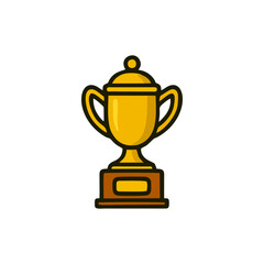 Trophy, shiny award, golden cup, top winner, victory badge for digital design, celebration layout, business reward graphic, sports competition success concept