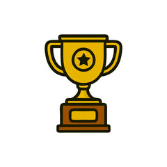 Trophy, vector cup, shiny award, champion badge, winner icon for sports reward design, digital prize concept, business success layout, contest celebration illustration