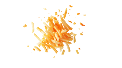 Golden French Fries Levitating Yellow Background potato