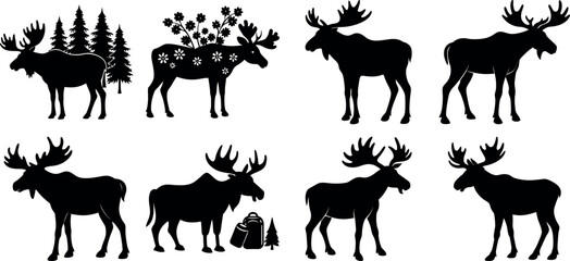 deer silhouette vector , abstract-moose-silhouette-design-on-white-background