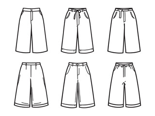 Wide leg pants simple line art fashion illustration