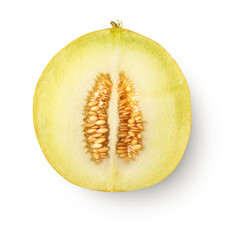 melon slice with shadow isolated on transparent background