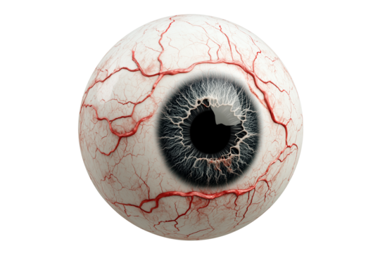 Monster eyeball with veins isolated on a transparent background