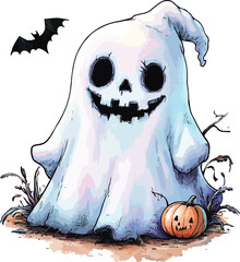 halloween pumpkin with skull