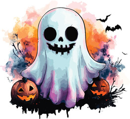 halloween ghost with pumpkin