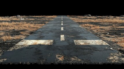 Abandoned Road, Dry Grass,  Desolate Landscape
