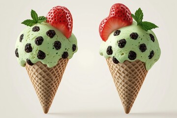 Delicious and presentable ice cream on a bright background.