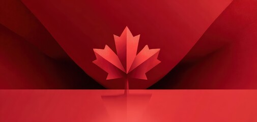 Celebrate Canada Day with a maple leaf in rich red hues and subtle gradients Generative AI