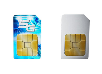 5G SIM cards on transparent background 3D illustration