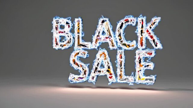 Black sale 3d lettering with sparks and lightning effects