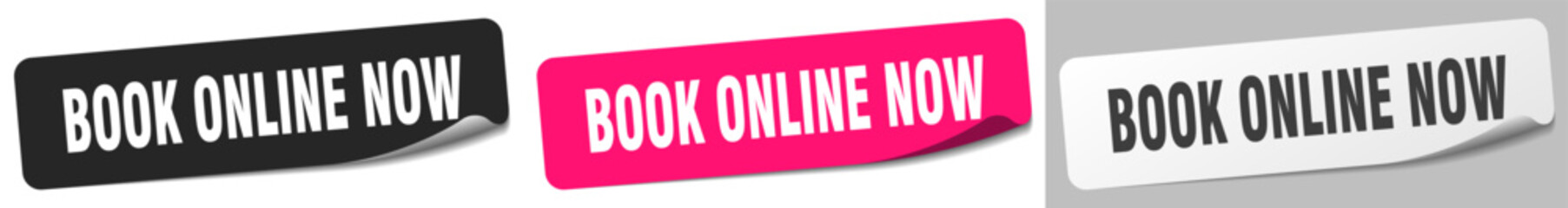 book online now sticker. book online now sticker set on white background