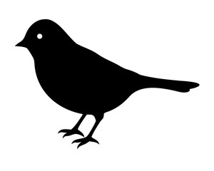 Obraz premium Hand Drawn Tit Bird Silhouette Vector | Organic Great Tit or Blue Tit Outline | Flat Sketch Bird Graphic | Isolated on White