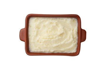 Mashed potatoes in a plate isolated over white background