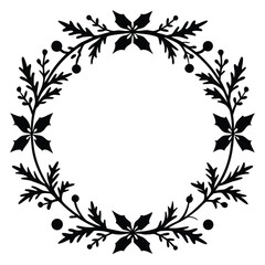 Elegant black christmas wreath with holly leaves and berries for festive holiday design