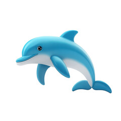 Fototapeta premium Cute cartoon dolphin leaping isolated on transparent background
