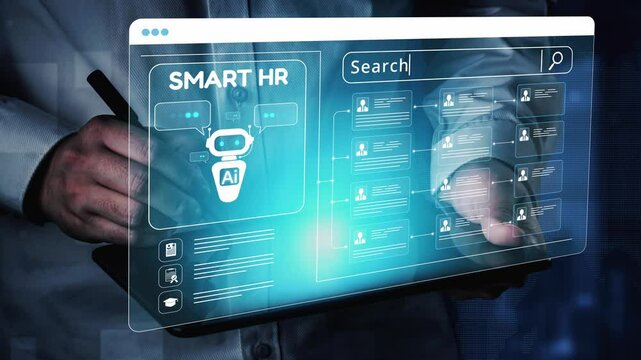 Smart HR system using AI and digital platforms for efficient recruitment, talent analytics, employee engagement, and workforce management in modern organizations. Muxer