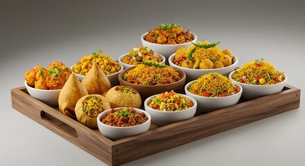 indian food Assorted Indian Street Food Platter: Samosas, Chaat, and More