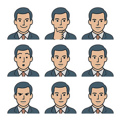 Fototapeta premium Public Speaking Icons. Flat icon set of body language during public speaking: gesturing with both hands,