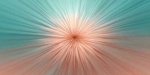 Obraz premium Abstract radial burst of light in teal and peach colors creating a dynamic and vibrant pattern effect