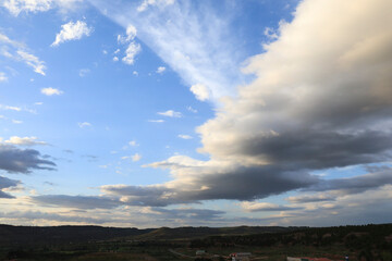Lovely sky with Stratocumulus clouds in the afternoon in Alcaraz