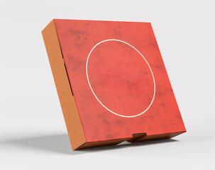 Red Pizza Box Packaging Mockup on White Background for Branding Design