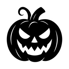 Halloween Angry Pumpkin Face Silhouette Design with Scary and Spooky Feel.