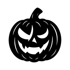 Horror Style Angry Jack-o'-Lantern Silhouette for Halloween Poster Design.