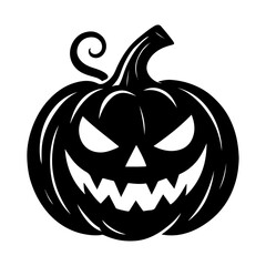 Dark Halloween Pumpkin Face Silhouette for Scary Party Decoration Artwork.