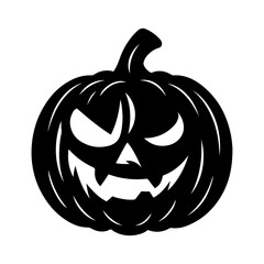 Sinister Jack-o'-Lantern Silhouette Design for Halloween Posters and Decor Use.