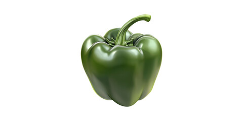 Green Bell Pepper. Fresh Vegetable For Healthy Cooking And Nutrition Isolated On Transparent Background