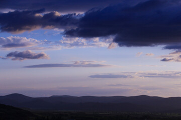 Panoramic view from the top of a mountain at sunset in Alcaraz town
