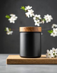 Fototapeta premium jar with wood-textured cap