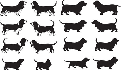 Basset Hound Silhouettes