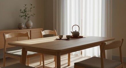 Wooden dining table interior