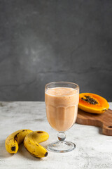 Papaya, banana and milk smoothie.