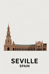 Obraz premium Vintage Travel Poster of Plaza de España in Seville, Spain