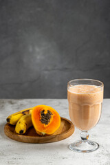 Papaya, banana and milk smoothie.